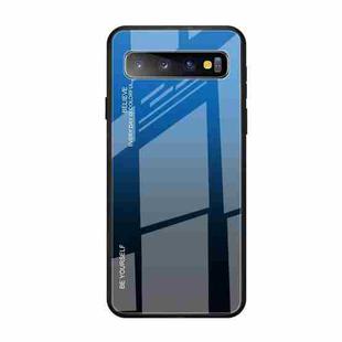 For Galaxy S10 5G Gradient Color Glass Case(Blue)