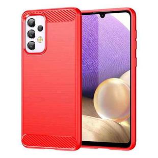 For Samsung Galaxy A33 5G Brushed Texture Carbon Fiber TPU Phone Case(Red)