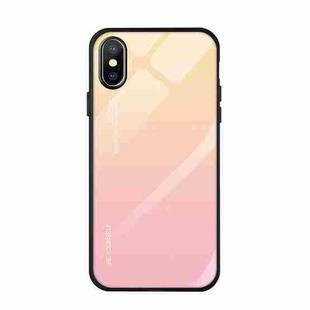 For iPhone X / XS Gradient Color Glass Case(Yellow)