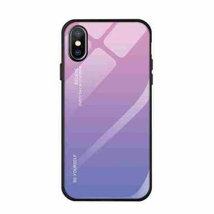 For iPhone X / XS Gradient Color Glass Case(Light Purple)