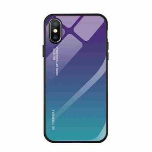 For iPhone X / XS Gradient Color Glass Case(Purple)