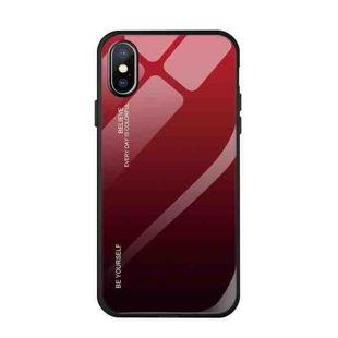 For iPhone X / XS Gradient Color Glass Case(Red)