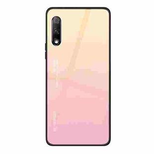 For Huawei Honor 9X Gradient Color Glass Case(Yellow)