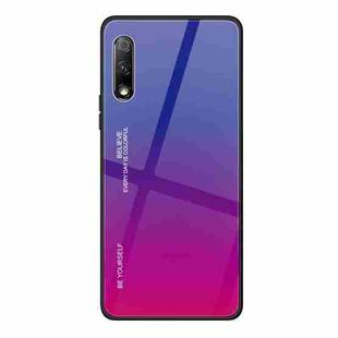 For Huawei Honor 9X Gradient Color Glass Case(Red Blue)