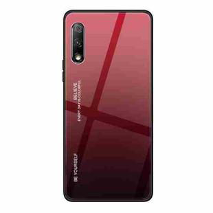 For Huawei Honor 9X Gradient Color Glass Case(Red)