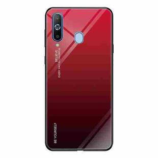For Galaxy A8s Gradient Color Glass Case(Red)