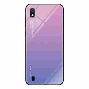 For Galaxy A10 Gradient Color Glass Case(Light Purple)