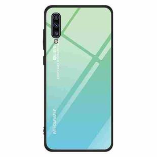 For Galaxy A70 Gradient Color Glass Case(Sky Blue)