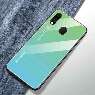 For Galaxy M20 Gradient Color Glass Case(Sky Blue)