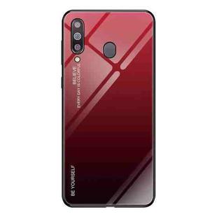 For Galaxy M30 Gradient Color Glass Case(Red)