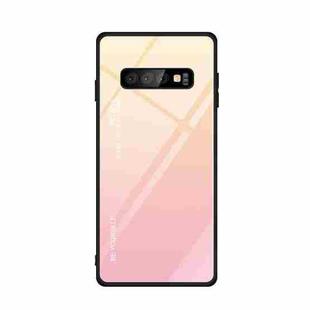 For Galaxy S10 Gradient Color Glass Case(Yellow)