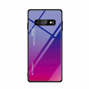 For Galaxy S10 Gradient Color Glass Case(Red Blue)