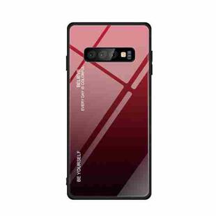 For Galaxy S10 Gradient Color Glass Case(Red)