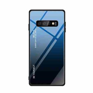 For Galaxy S10 Gradient Color Glass Case(Blue)