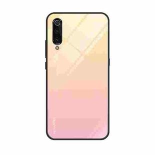 For Xiaomi Mi 9 Gradient Color Glass Case(Yellow)