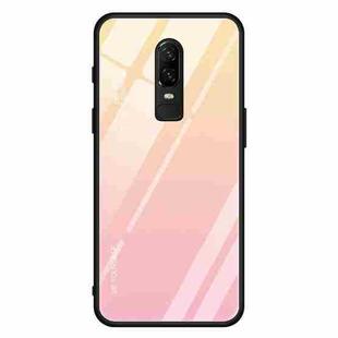 For OnePlus 6 Gradient Color Glass Case(Yellow)