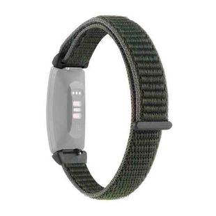 For Fitbit Inspire 2 Nylon Loop Strap Watch Band(Army Green)