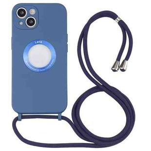 For iPhone 13 mini Acrylic Hollow Out Phone Case with Lanyard (Blue)