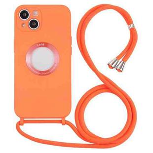 Acrylic Hollow Out Phone Case with Lanyard For iPhone 13(Orange)