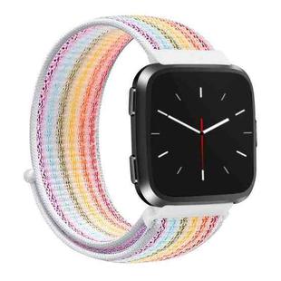 For Fitbit Versa 1 / 2 Universal Nylon Strap Watch Band(Rainbow Pinstripe)