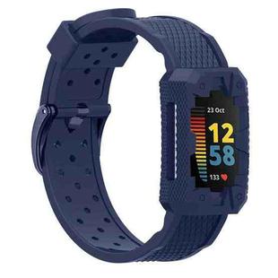 For Fitbit Charge 5 Silicone Integrated Strap Watch Band(Navy Blue)