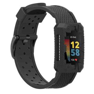 For Fitbit Charge 5 Silicone Integrated Strap Watch Band(Black)
