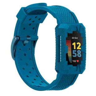 For Fitbit Charge 5 Silicone Integrated Strap Watch Band(Lake Blue)