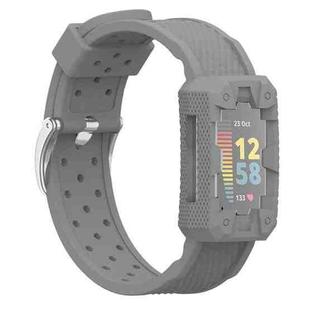 For Fitbit Charge 5 Silicone Integrated Strap Watch Band(Grey)