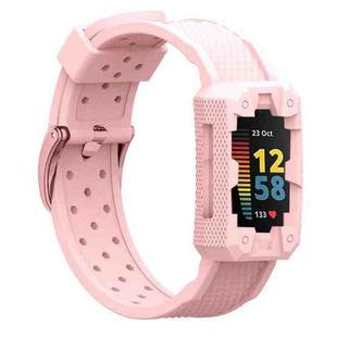 For Fitbit Charge 5 Silicone Integrated Strap Watch Band(Light Pink)