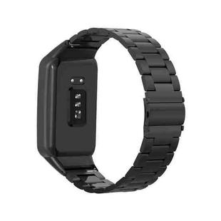 For OPPO Watch Free NFC Stainless Steel Three-bead Watch Band(Black)