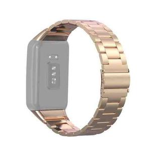 For OPPO Watch Free NFC Stainless Steel Three-bead Watch Band(Rose Gold)
