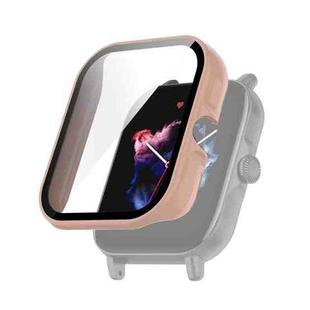 For Amazfit GTS 3 PC + Tempered Glass Watch Protective Case(Cherry Blossom Pink)