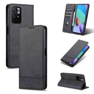 For Xiaomi Redmi Note 11 AZNS Magnetic Calf Texture Horizontal Flip Leather Phone Case with Card Slots & Holder & Wallet(Black)