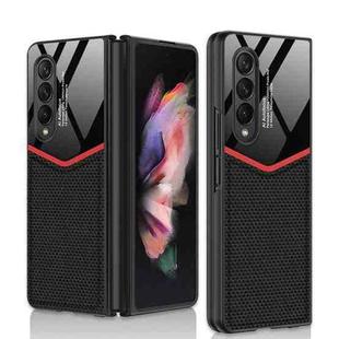 For Samsung Galaxy Z Fold3 5G GKK Ultra-thin PC + Leather Phone Flip Case(Triangle Texture)