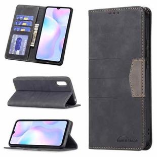 For Xiaomi Redmi 9A Magnetic Splicing Leather Phone Case(Black)