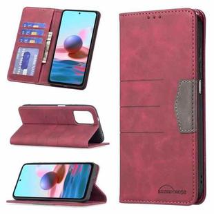 For Xiaomi Redmi Note 10 4G / 10S Magnetic Splicing Leather Phone Case(Red)
