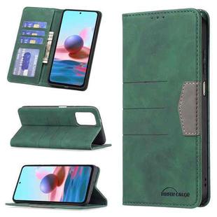 For Xiaomi Redmi Note 10 4G / 10S Magnetic Splicing Leather Phone Case(Green)