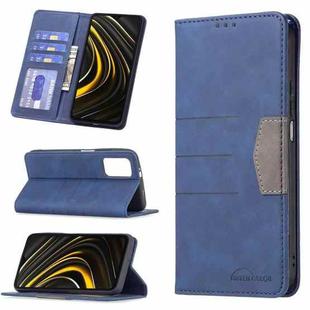 For Xiaomi Poco M3 / Redmi Note 9 4G Magnetic Splicing Leather Phone Case(Blue)