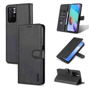 For Xiaomi Redmi Note 11 / Poco M4 Pro 5G AZNS Skin Feel Calf Texture Horizontal Flip Leather Phone Case with Card Slots & Holder & Wallet(Black)
