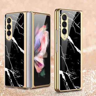 For Samsung Galaxy Z Fold3 5G GKK Marble Pattern Electroplating Tempered Glass Phone Case(Marble 07)