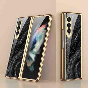 For Samsung Galaxy Z Fold3 5G GKK Marble Pattern Electroplating Tempered Glass Phone Case(Marble 08)