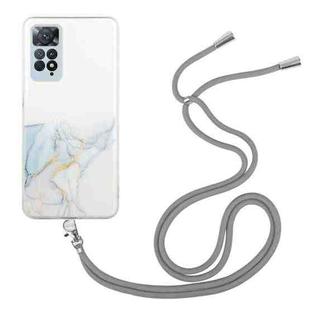 For Xiaomi Redmi Note 11 Pro Global Hollow Marble Pattern TPU Shockproof Phone Case with Neck Strap Rope(Grey)