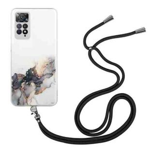 For Xiaomi Redmi Note 11 Pro Global Hollow Marble Pattern TPU Shockproof Phone Case with Neck Strap Rope(Black)