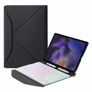 BA08S Backlight Diamond Texture Bluetooth Keyboard Leather Case with Triangle Back Support For Samsung Galaxy Tab A8 2021 SM-X205 / SM-X200(Black + White)