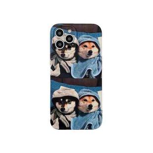 For iPhone 13 Colored Drawing Pattern TPU Phone Protective Case(Two Dogs)