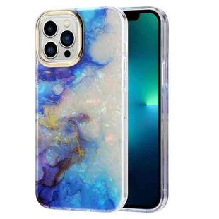 For iPhone 13 Pro Electroplating Shell Texture Marble Phone Case (Blue White B6)