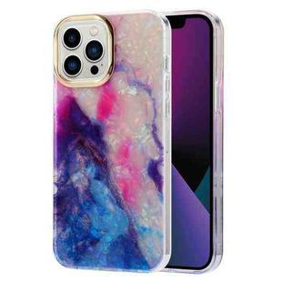 For iPhone 13 Pro Max Electroplating Shell Texture Marble Phone Case (Blue Purple B8)