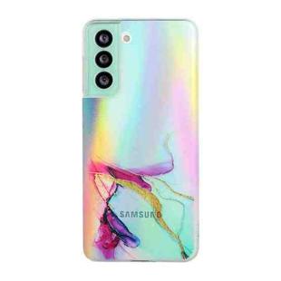 For Samsung Galaxy S22 5G Laser Marble Pattern Clear TPU Protective Phone Case(Green)