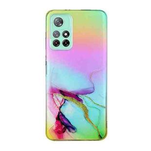 For Xiaomi Redmi Note 11 Laser Marble Pattern Clear TPU Protective Phone Case(Green)