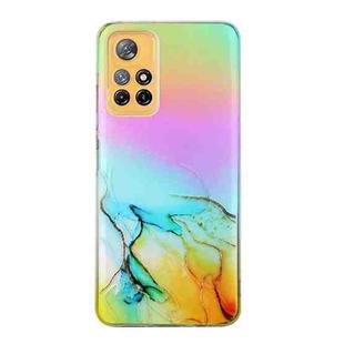 For Xiaomi Redmi Note 11 Laser Marble Pattern Clear TPU Protective Phone Case(Yellow)